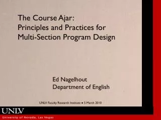The Course Ajar: Principles and Practices for Multi-Section Program Design