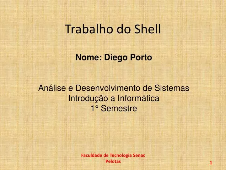 trabalho do shell