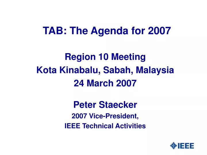 tab the agenda for 2007