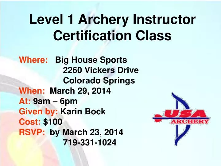 level 1 archery instructor certification class
