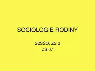 sociologie rodiny