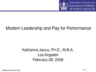 Modern Leadership and Pay for Performance