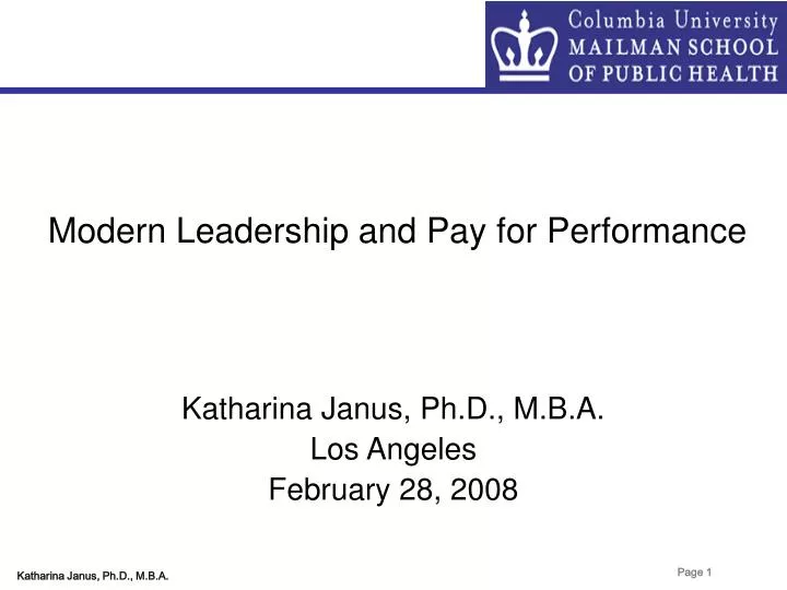 modern leadership and pay for performance