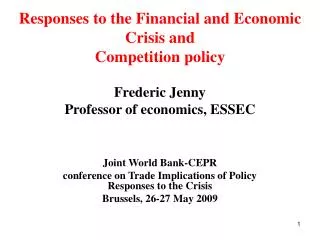 Frederic Jenny Professor of economics, ESSEC