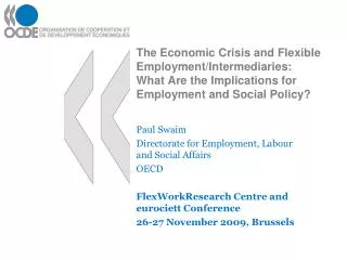 Paul Swaim Directorate for Employment, Labour and Social Affairs OECD