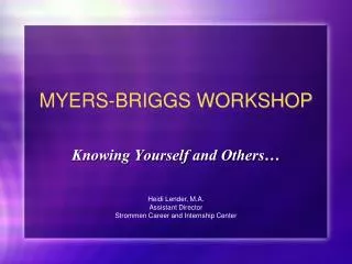 MYERS-BRIGGS WORKSHOP