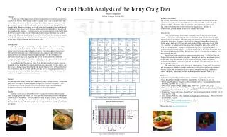 Cost and Health Analysis of the Jenny Craig Diet Marissa Angeletti Beloit College, Beloit, WI