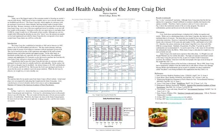 cost and health analysis of the jenny craig diet marissa angeletti beloit college beloit wi