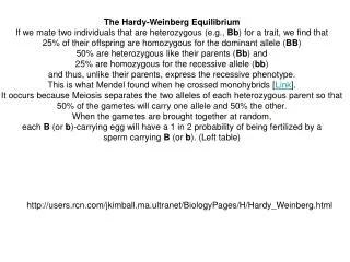 The Hardy-Weinberg Equilibrium