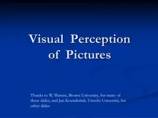 Visual Perception of Pictures
