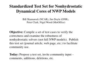 Standardized Test Set for Nonhydrostatic Dynamical Cores of NWP Models