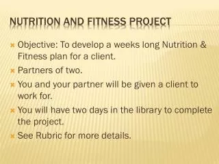Nutrition and Fitness Project