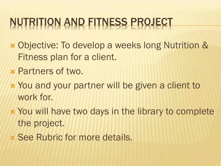 nutrition and fitness project