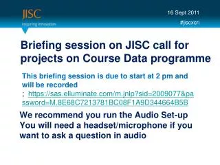 Briefing session on JISC call for projects on Course Data programme