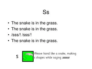 The snake is in the grass. The snake is in the grass. /sss/! /sss/! The snake is in the grass.