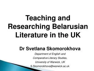 Teaching and Researching Belarusian Literature in the UK