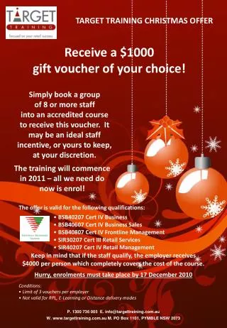 Receive a $1000 gift voucher of your choice!