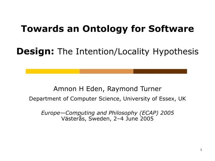 towards an ontology for software design the intention locality hypothesis