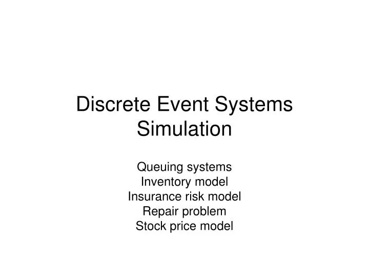 discrete event systems simulation