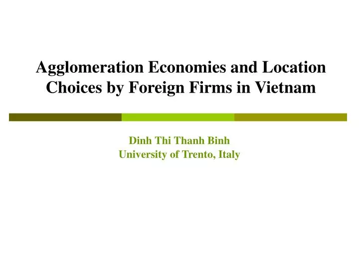 agglomeration economies and location choices by foreign firms in vietnam