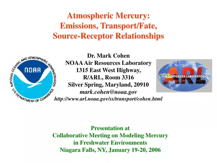 atmospheric mercury emissions transport fate source receptor relationships