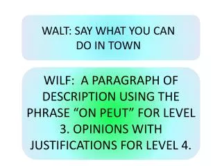 WALT: SAY WHAT YOU CAN DO IN TOWN