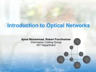 Introduction to Optical Networks