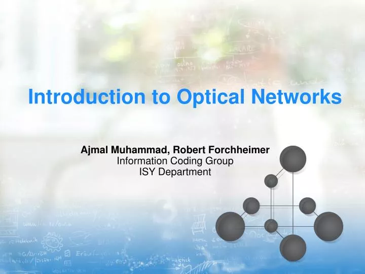 introduction to optical networks