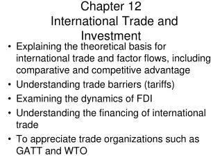 Chapter 12 International Trade and Investment