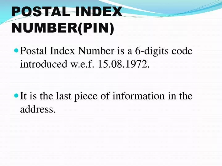 postal index number pin