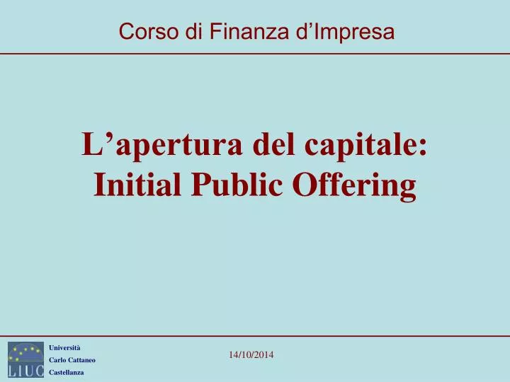 l apertura del capitale initial public offering