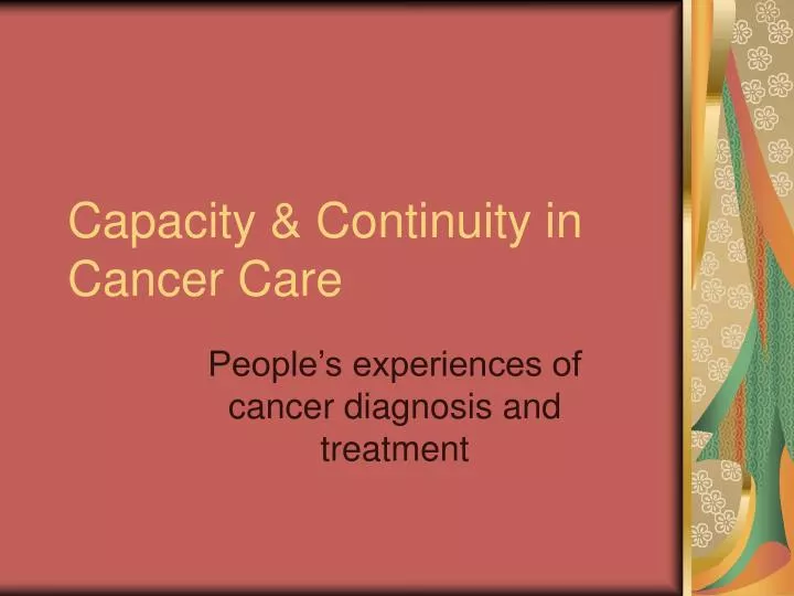 capacity continuity in cancer care
