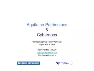 Aquitaine Patrimoines &amp; Cyberdocs