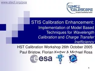 HST Calibration Workshop 26th October 2005 Paul Bristow, Florian Kerber &amp; Michael Rosa