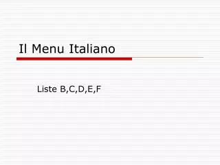 il menu italiano