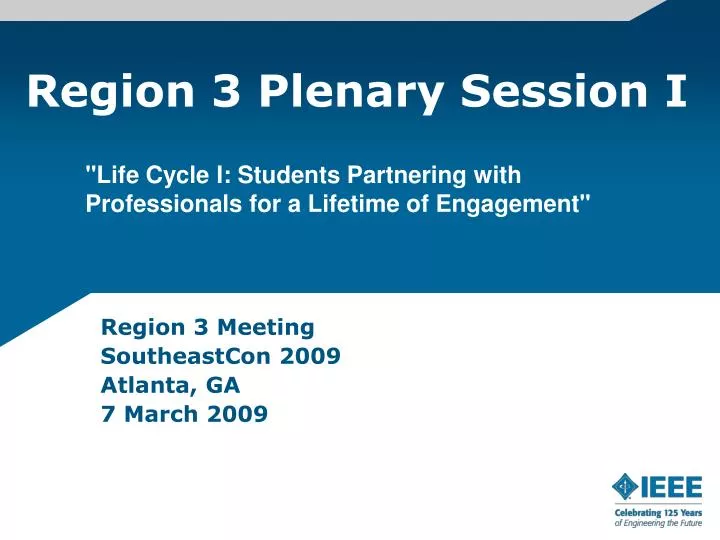 region 3 plenary session i