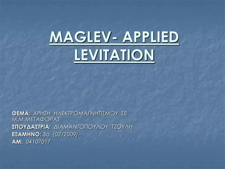 maglev applied levitation