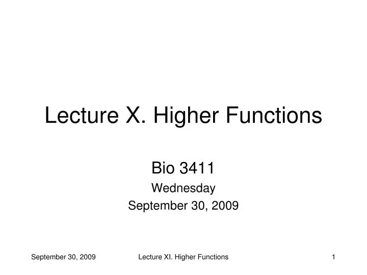 lecture x higher functions