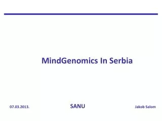 MindGenomics In Serbia