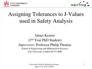 Assigning Tolerances to J-Values used in Safety Analysis