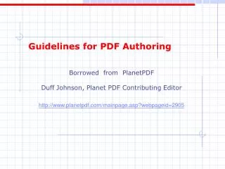 Guidelines for PDF Authoring