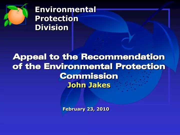 appeal to the recommendation of the environmental protection commission john jakes