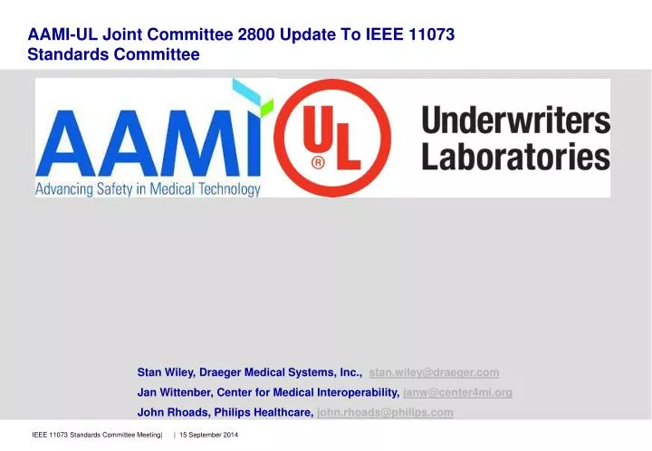 aami ul joint committee 2800 update to ieee 11073 standards committee