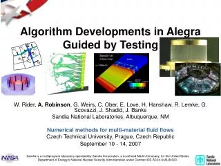 algorithm developments in alegra guided by testing