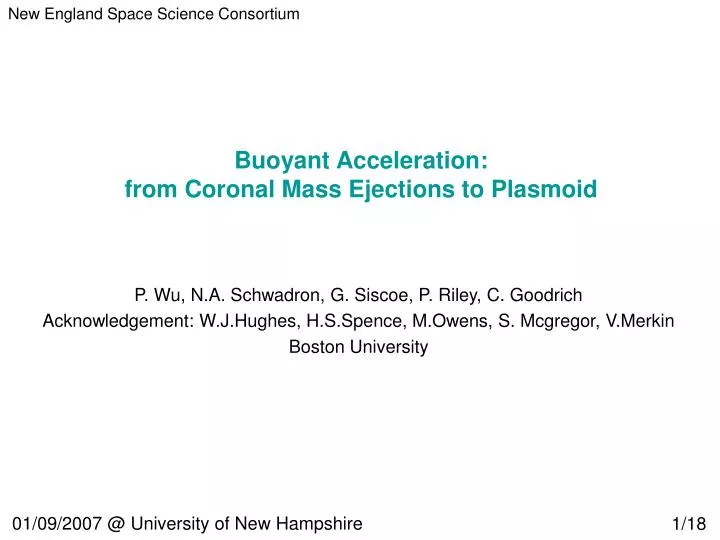 buoyant acceleration from coronal mass ejections to plasmoid