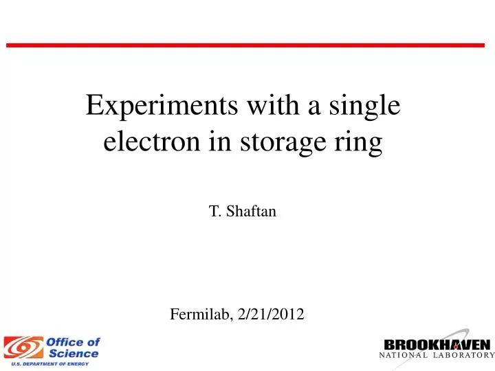 experiments with a single electron in storage ring