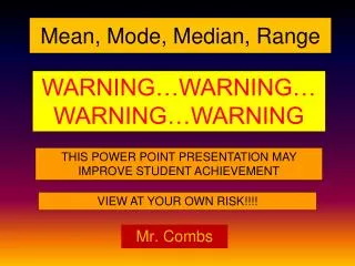 Mean, Mode, Median, Range