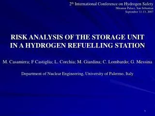 RISK ANALYSIS OF THE STORAGE UNIT IN A HYDROGEN REFUELLING STATION