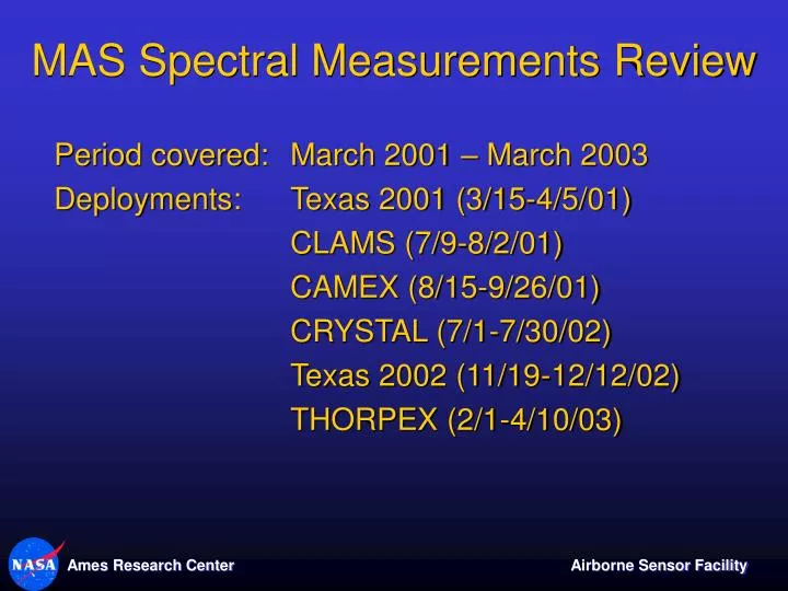 mas spectral measurements review