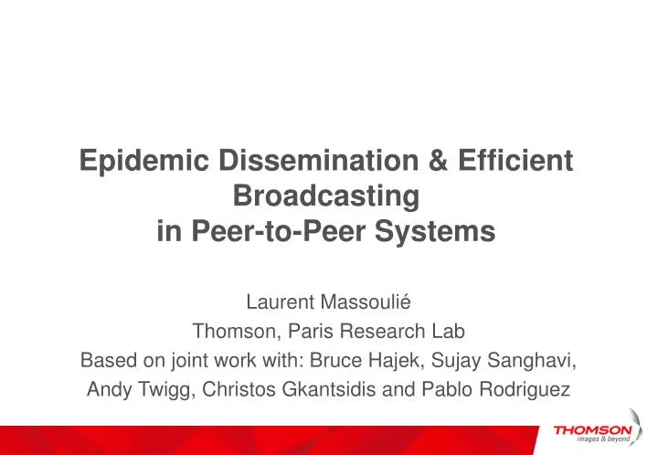 epidemic dissemination efficient broadcasting in peer to peer systems